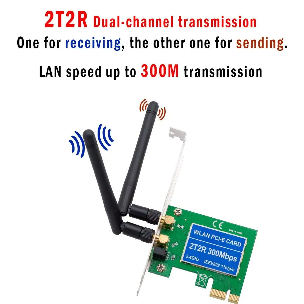 Внутренняя сетевая карта PCIe WiFi 300mbps беспроводная PCI Express 2 4 ГГц 2T2R с