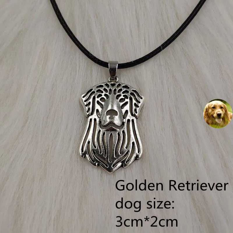 Golden Retriever Ожерелье с подвеской в виде собаки и животного, античное серебро, Хаски, пудель, ювелирное изделие для женщин, мужчин, женщин, девушек, милых девушек в стиле панк - Окраска металла: Golden Retriever