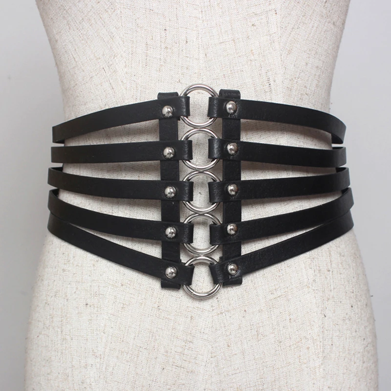 Дизайнерский кожаный широкий ремень многослойные эластичные ремни с полым