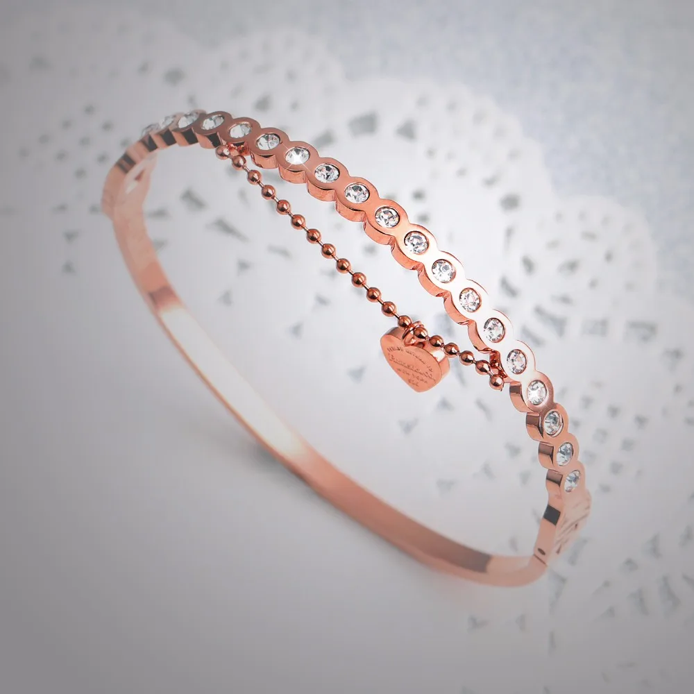 2016 Новый Дизайн Бренда Ювелирные Изделия Сердце CZ Кристалл Винт Браслет Розового