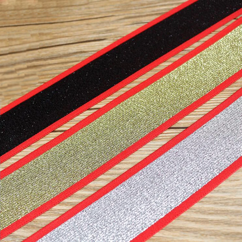 Эластичная лента золотистая серебристая высокого качества 40 мм для рукоделия