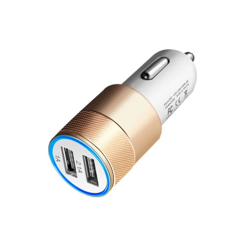 Автомобильное USB зарядное устройство, зарядное устройство для мобильного телефона, 2 порта, USB быстрое автомобильное зарядное устройство для iphone, samsung, Galaxy, huawei, Xiaomi, планшета, sony, зарядка - Тип штекера: Golden