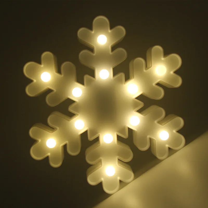 Белый Снежинка знак 3D шатер фигура ночник Рождество светодиодный настольная