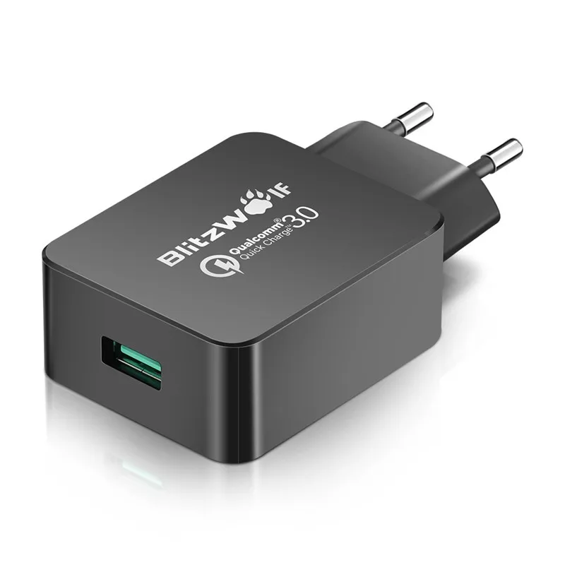 Сертифицированное USB зарядное устройство BlitzWolf QC3.0 мощностью 18 Вт Европейское с