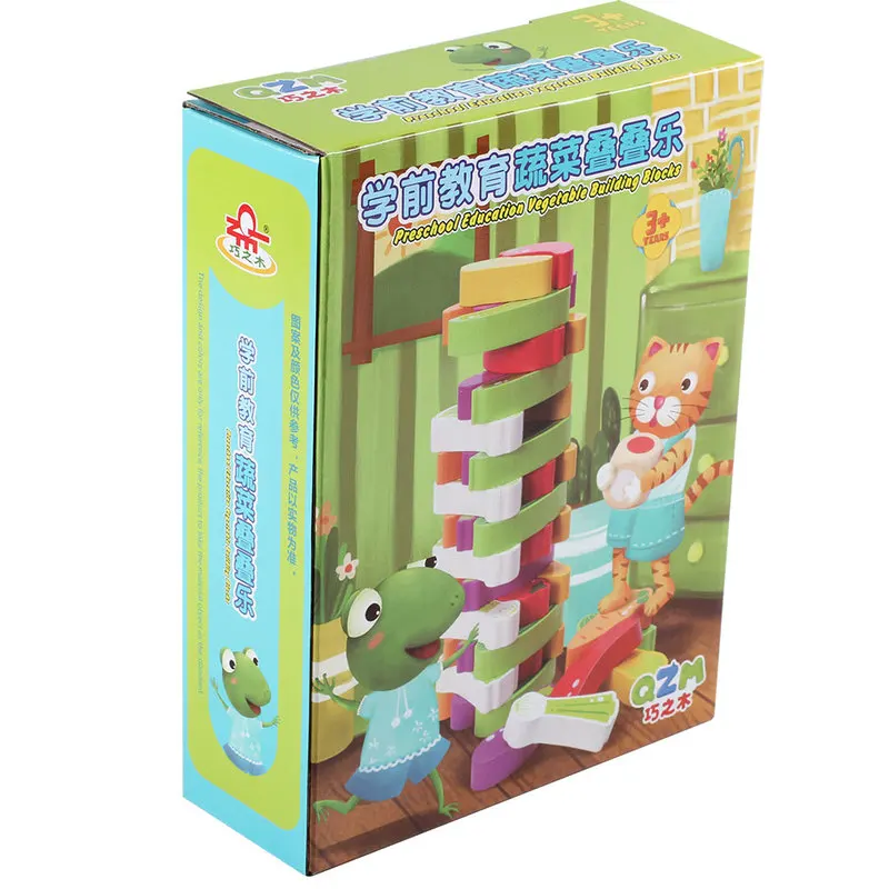 Детский игровой слой Штабелируемый деревянный Овощной Jenga 3 4 5 6 лет детские