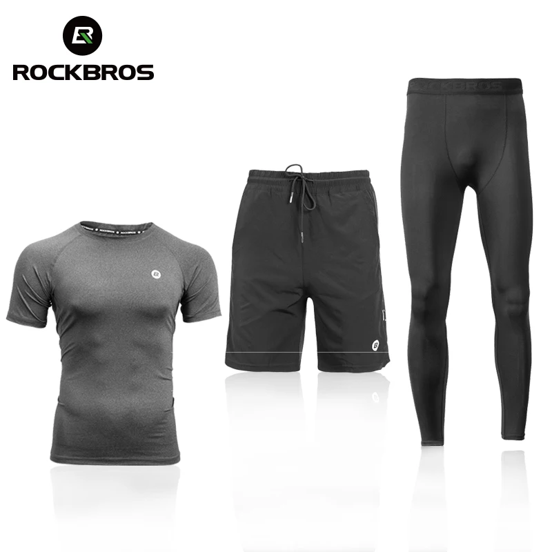 Мужской комплект для бега ROCKBROS быстросохнущая спортивная одежда рубашка с
