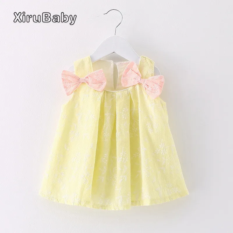 Baby girl dress младенческой одежда 0-2y новорожденных лето вышивка cranch cotton бантом