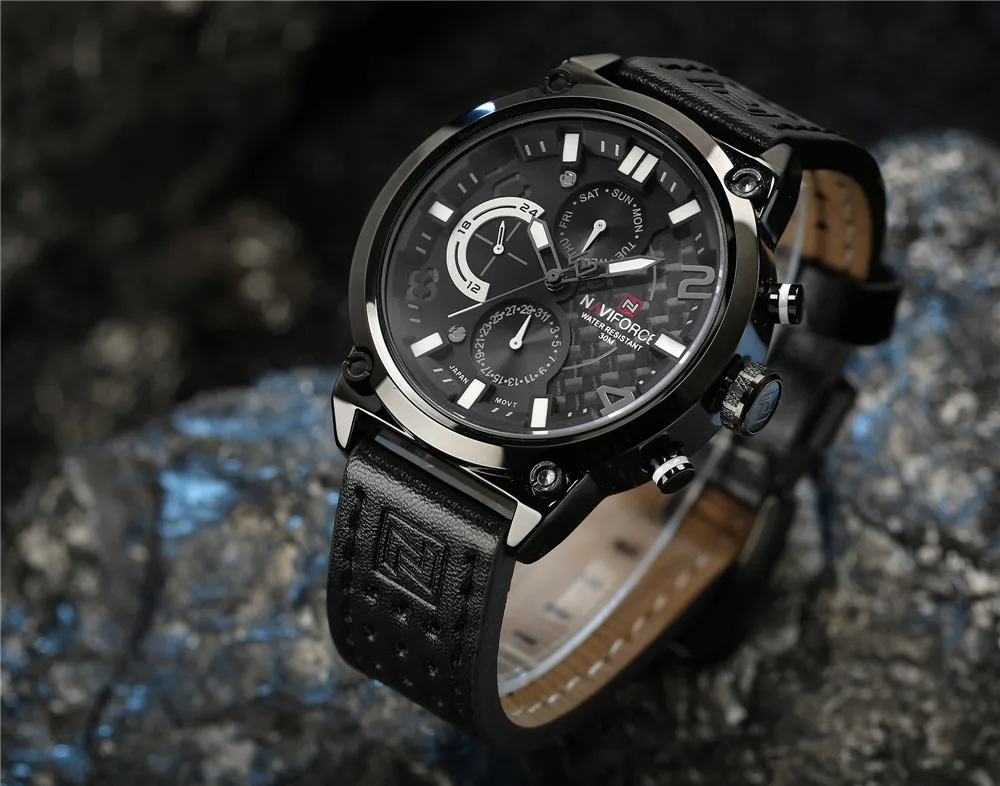 Часы мужские армейские спортивные кожаные кварцевые 24 часа 2016 | Наручные часы