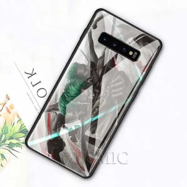 012 Чехол из закаленного стекла для samsung Galaxy S10e S10 S8 S9 Plus Note 9 10 A50 A70, чехол для телефона с Аниме one piece Luffy Zoro, роскошное стекло - Цвет: 012
