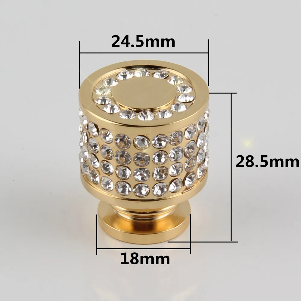Single Hole Хромированные золотые алмазные стеклянные ручки для ящиков и выдвижных ручек, ручки для кухонных дверей, фурнитура для шкафа - Цвет: Single Hole