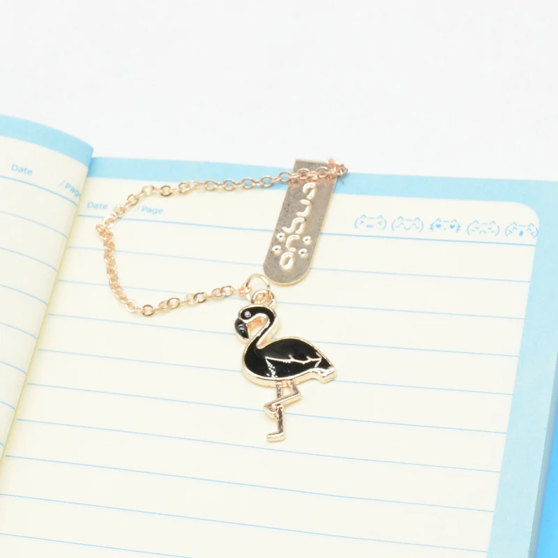 Закладка Marcador De Livro Закладка Shool Bookmarks для книг Kawaii Фламинго маркеры аксессуары металлическая цепочка Lesezeichen