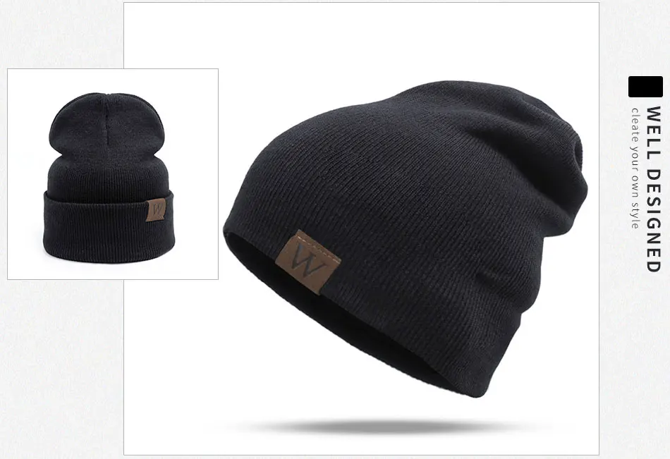 Модная зимняя шапка для мужчин и женщин, одноцветная теплая шапка Skullies Beanies, Мужская зимняя вязаная шапка, женская зимняя шапка унисекс