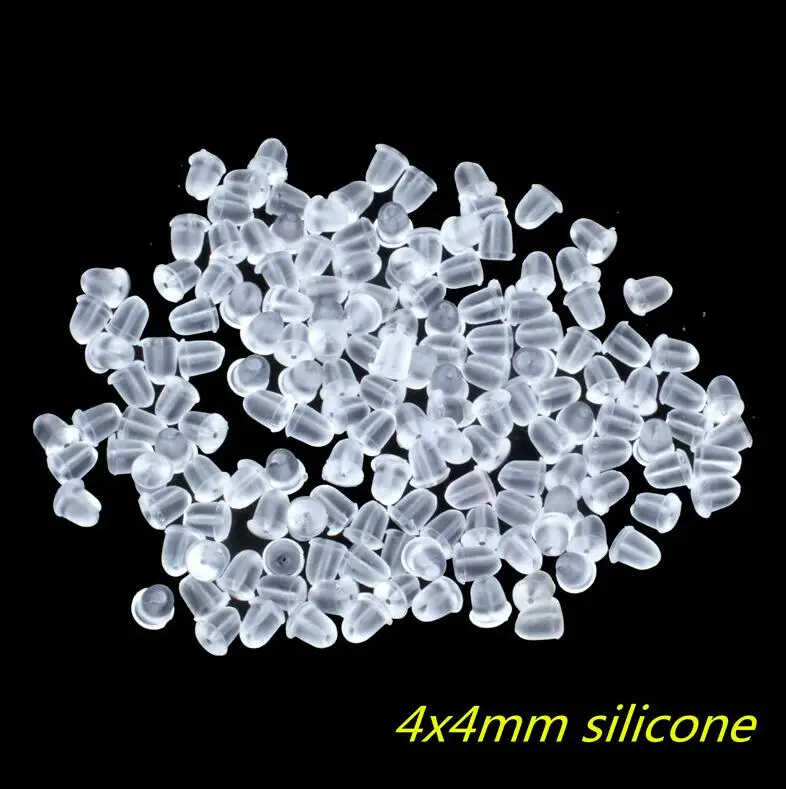 zde 4x4mm silicone 100 шт хирургические серьги из нержавеющей стали, серьги-бабочки, затычки, тональные серьги, гайки, фиксаторы для ювелирных изделий DIY - Цвет: zde 4x4mm silicone