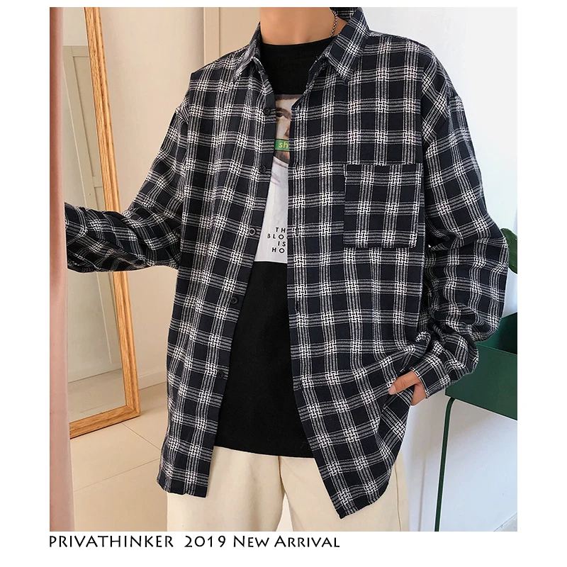 Privathinker уличная плед рубашки для мужчин 2019 Мужская Повседневная рубашка с