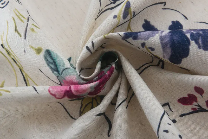 Скатерть из хлопка и льна для домашнего стола с цветочным принтом