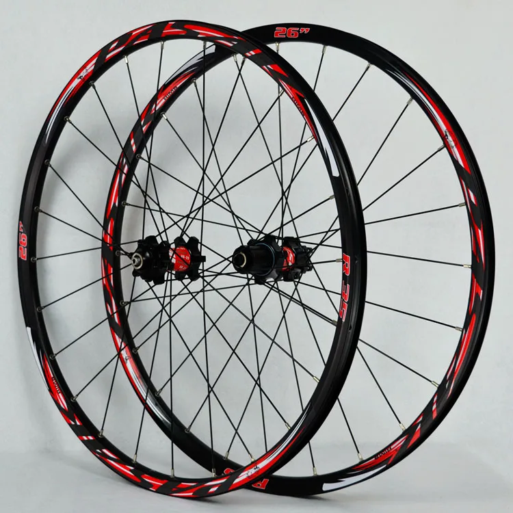 27.5 Black Red MTB 26 дюймов горный велосипед колесо 24 Отверстия спереди 2 сзади 4 подшипника ступицы Супер Гладкие 27,5 er колеса Светоотражающие логотип обод цикл - Цвет: 27.5 Black Red