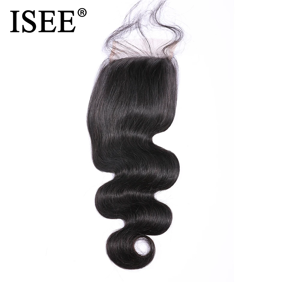 ISEE волосы перуанские волнистые 100% Remy человеческие 4 &quotx 4&quot бесплатная часть