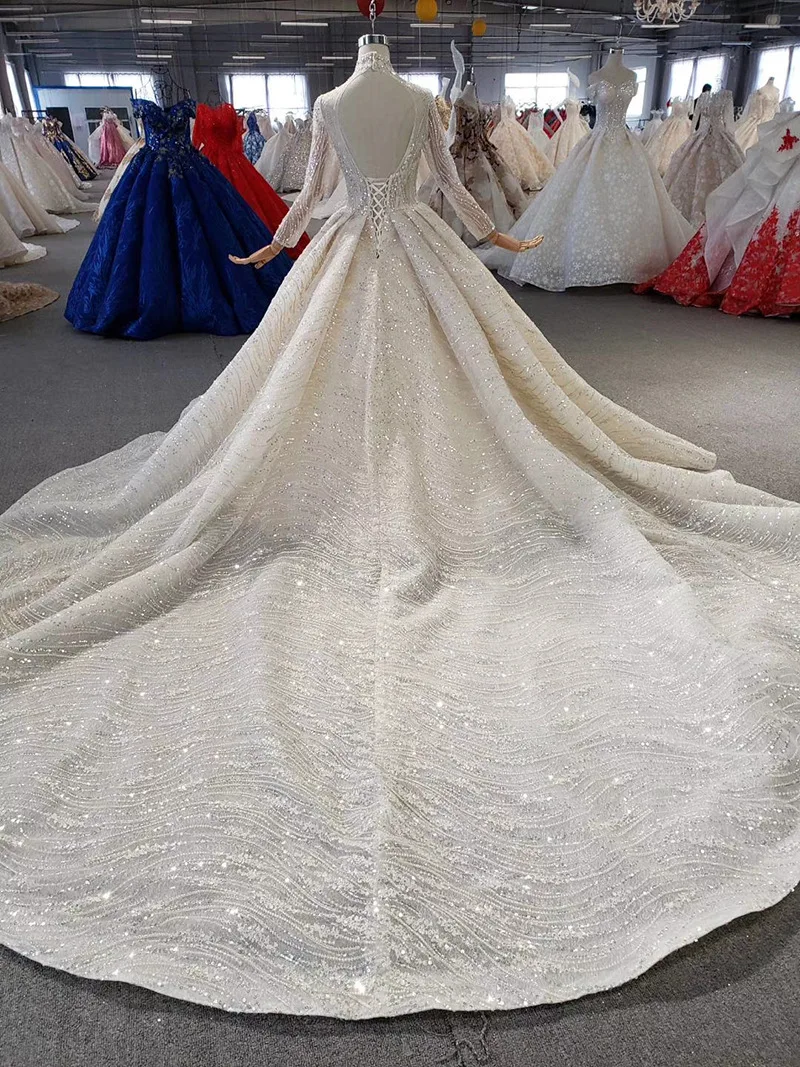 WONDMOND vestido de noiva высокое бальное платье с круглым вырезом Роскошные свадебные