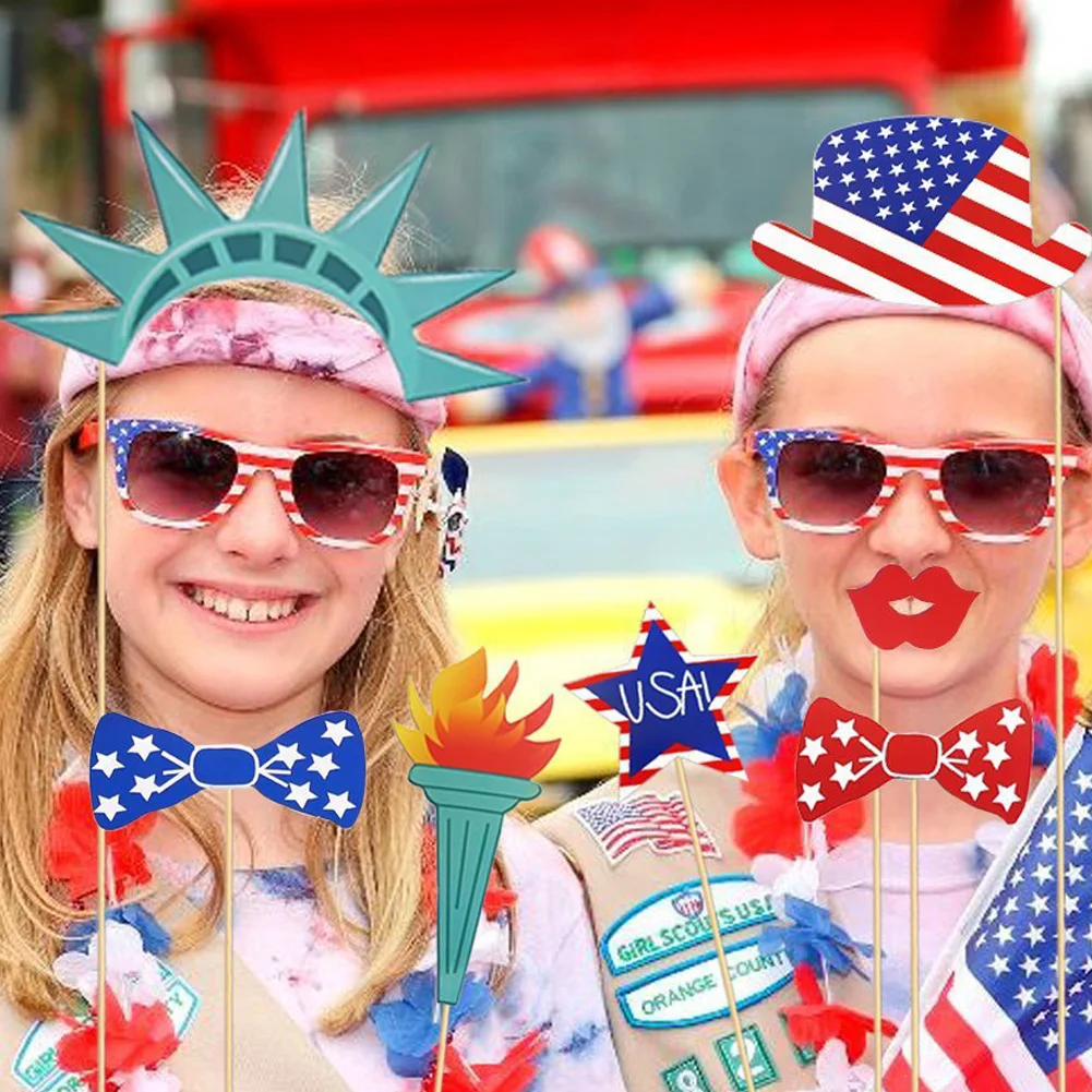 26 шт Photo Booth Реквизит DIY Kit День независимости США вечерние Декор Смешные Усы Photobooth