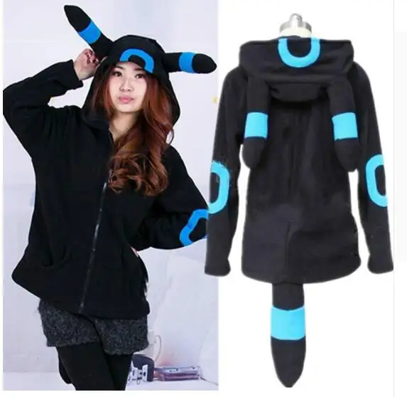 Покемон Блестящий умбреон для мужчин и женщин курточка на молнии с капюшоном