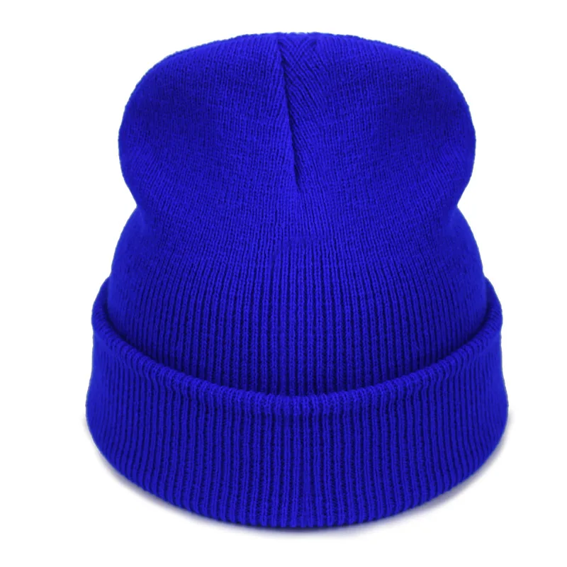 Blue Новинка, модная зимняя шапка для женщин и мужчин, шапка Skullies Beanies, теплые шапки унисекс, вязаные шапки для мужчин, шапки бини, простая теплая мягкая шапка - Цвет: Blue