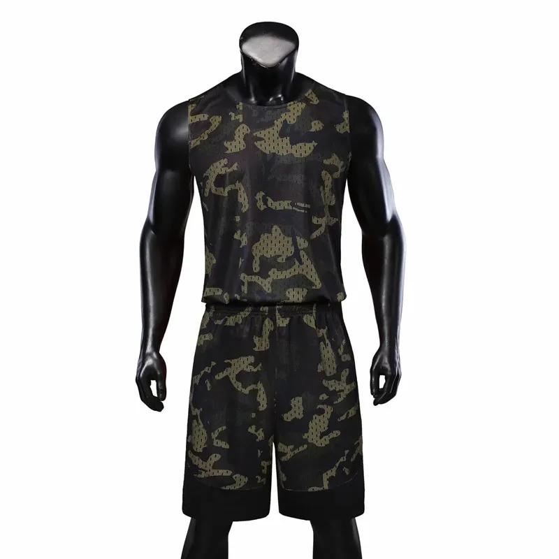 2903 armygreen set Мужская спортивная одежда, баскетбольные майки, костюм с отворотами, трикотажные шорты, мужской s Женский Баскетбол комплект униформы, спортивный костюм с принтом на заказ - Цвет: 2903 armygreen set