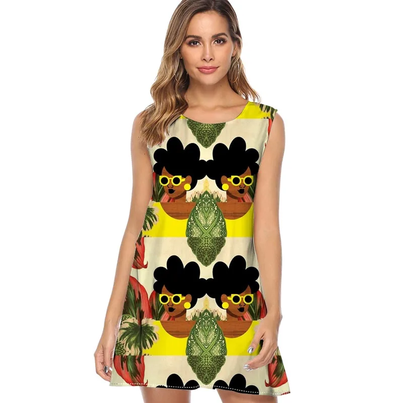 

New Summer CAT Women Dress Causal Artsy Cats Printed Vintage Holiday Vocation Beach Dress 2019 Female animal Mini Chiffon Dress