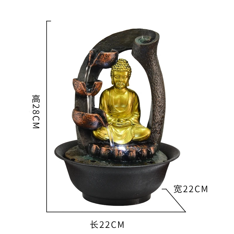 Buddha Statue Decorative Fountains Indoor Water Resin Crafts Gifts Feng Shui Desktop Home Fountain 110V 220V E | Дом и сад