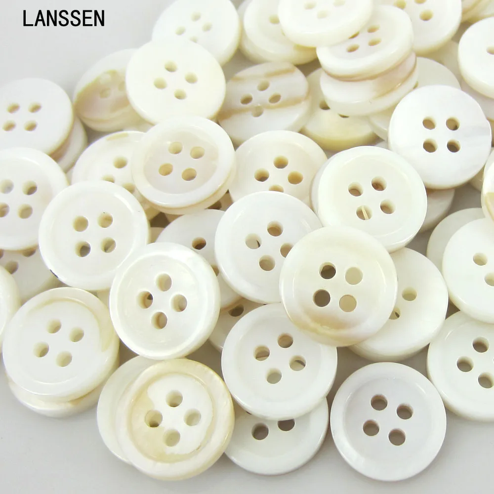 

30Pcs Real Mother of Pearl Round Buttons 4 hole Sewing Shirt Clothes Coat Decorative Shell Buttons 11mm