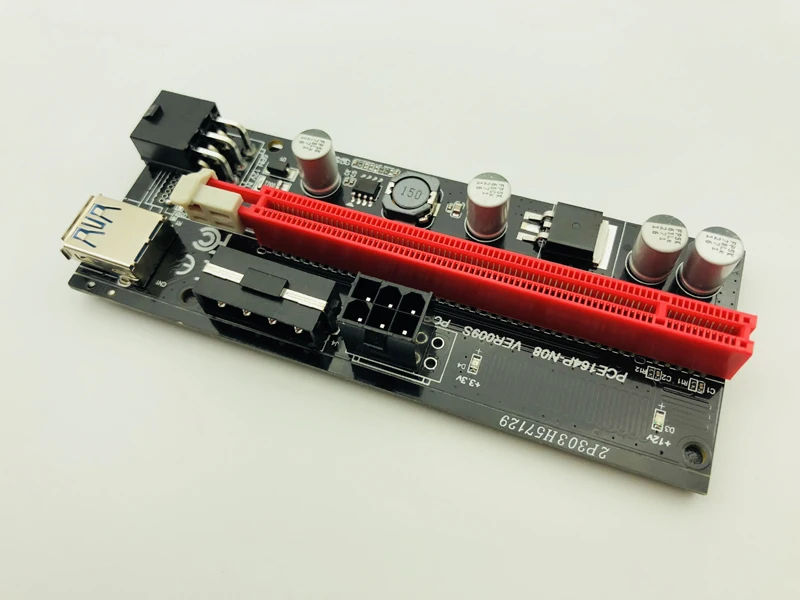 Двойной светодиодный кабель VER009S PCI E 6 шт. Riser Card 009S Express 1X к 16X 0 м USB 3 6Pin Molex Power для