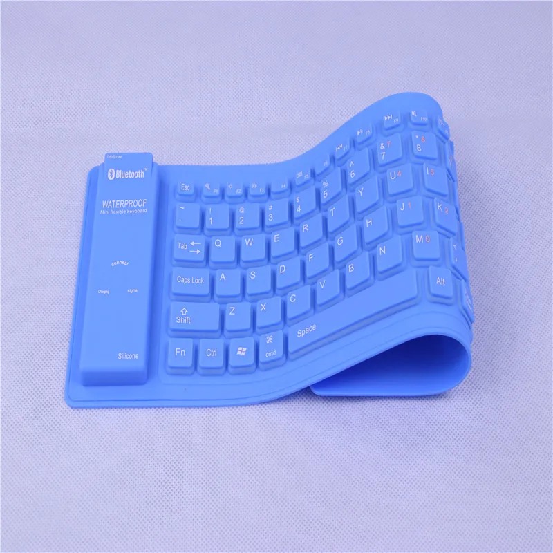 Blue Беспроводная Bluetooth Силиконовая клавиатура Гибкая тонкая Teclado мягкая геймерская портативная ПК Ipad Ноутбук складная клавиатура - Цвет: Blue