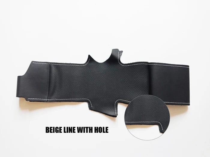 beige line With hole Высокое качество, Воловья кожа, верхний слой, ручная работа, швейные чехлы на руль, защита для Citroen C2/peugeot 206 peugeot 207 - Название цвета: beige line With hole