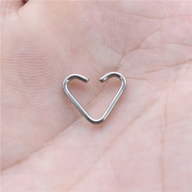 Hypoallergenic Titanium Heart Hoop 16G Ear Helix Daith Rook Earring Fake Piercing Septum Ring Gothic Jewelry Women Men Accessory |