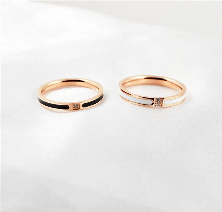YUNRUO новые кольца из титановой стали и розового золота один/два кристалла парные