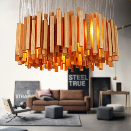 Скандинавский деревянный подвесной светильник современный светодиодный