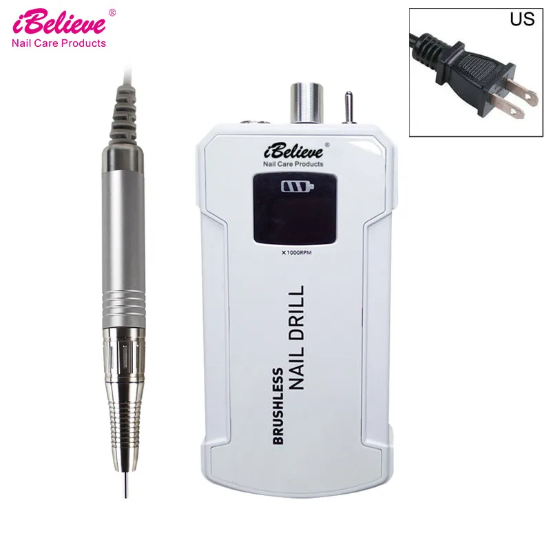 White US Plug TP282 Электрическая дрель для маникюра ibelive, 35000 об/мин, перезаряжаемый набор для педикюра с керамическими сверлами, инструменты - Цвет: White US Plug TP282