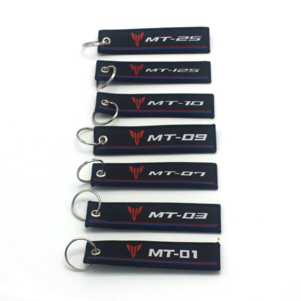 Для Yamaha MT-09 MT-07 MT-03 MT-01 MT-25 MT-125 MT-10 брелок в виде мотоцикла тканые бирка кольца для ключей этикетка цепи черный Автомобильный брелок для ключей