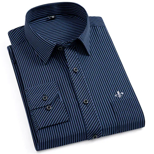 QS2108-NAVY-X-T Dudalina, новинка, мужские рубашки с длинным рукавом, мужские полосатые классические удобные мягкие повседневные рубашки на пуговицах, повседневные мужские Рубашки, Топы - Цвет: QS2108-NAVY-X-T