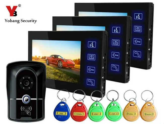 

Yobang Security 7" Visual Video Door Phone Doorbell IP55 level DoorPhone With Waterproof Outdoor IR Camera Door Intercom