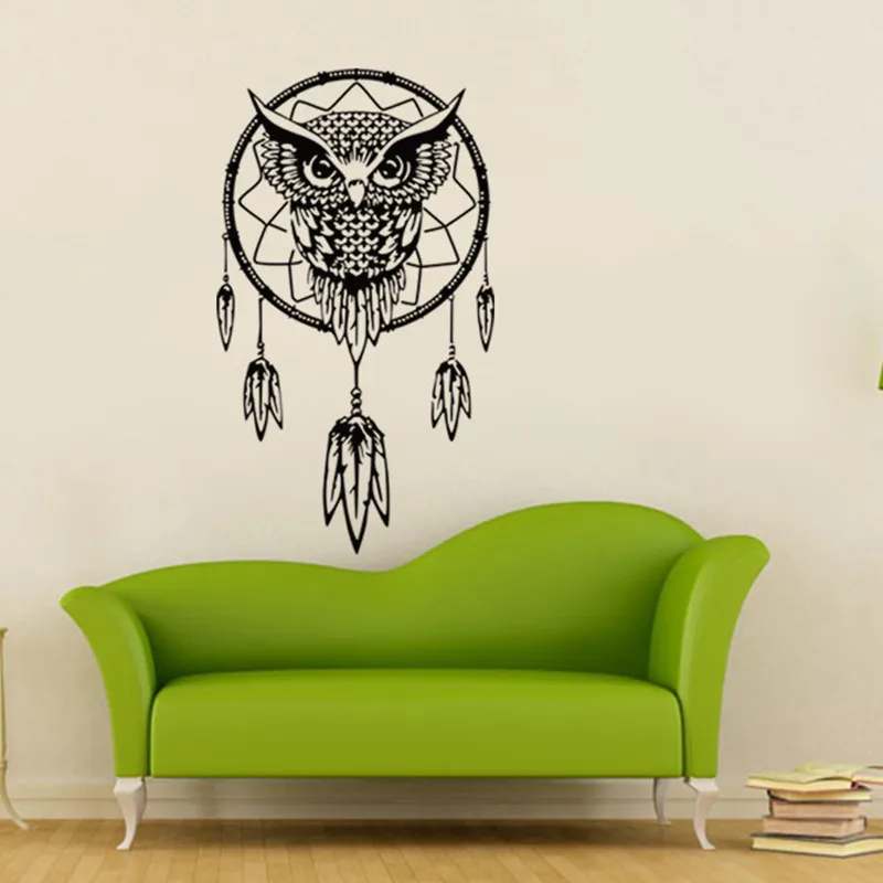 Книги по искусству Дизайн Индийский Ловца снов Decor стены DIY Стикеры Сова наклейки