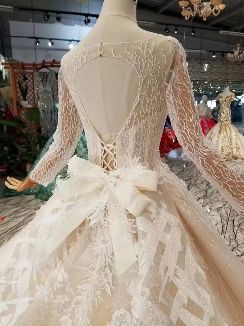 LS11288 2020 г. новый дизайн свадебные платья со съемным шлейфом круглым вырезом