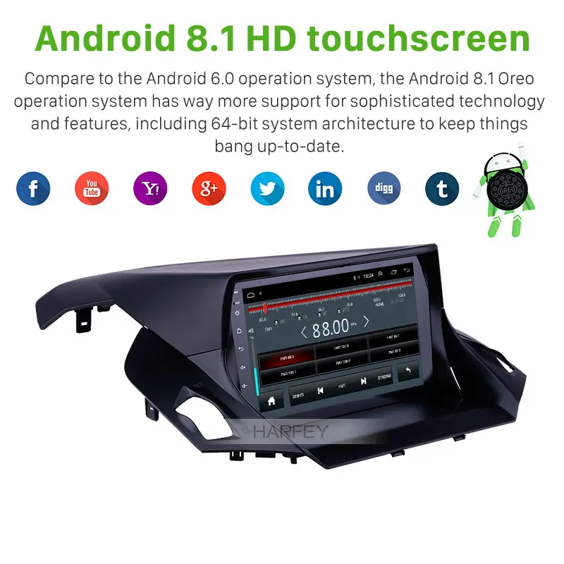 Harfey Android 9. 0 9 дюймов HD GPS автомобильное радио для 8 1 2013 2015 2014 Ford Escape с WIFI AUX поддержка