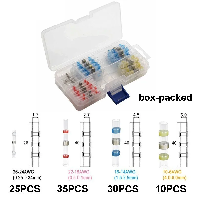 100PCS-BOX 100 шт SST-S11 S21 S31 S41 термоусадочные стыковые провода соединители водонепроницаемые Луженая Медь припой уплотнительные клеммы комплект - Цвет: 100PCS-BOX