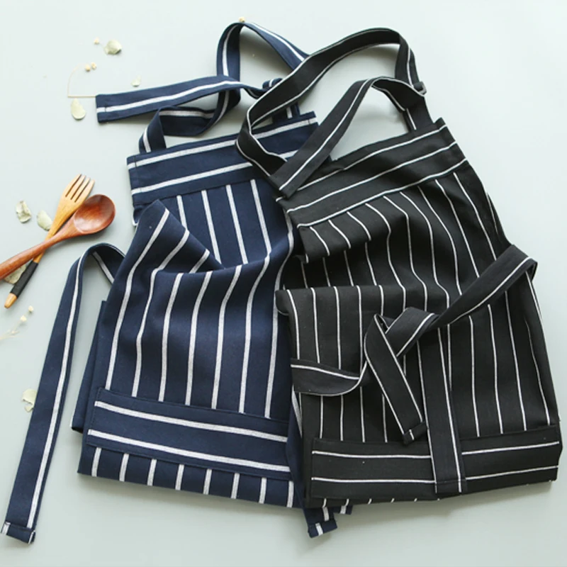 

Fashion Vertical stripes Kitchen Apron For Women Bib Cooking baking Apron Restaurant Home Kitchen Aprons Accessory