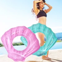 110cm scallop shell inflatable swimming ring glitters shinning sequins summer swimming tube inflatable pool toys water mattress