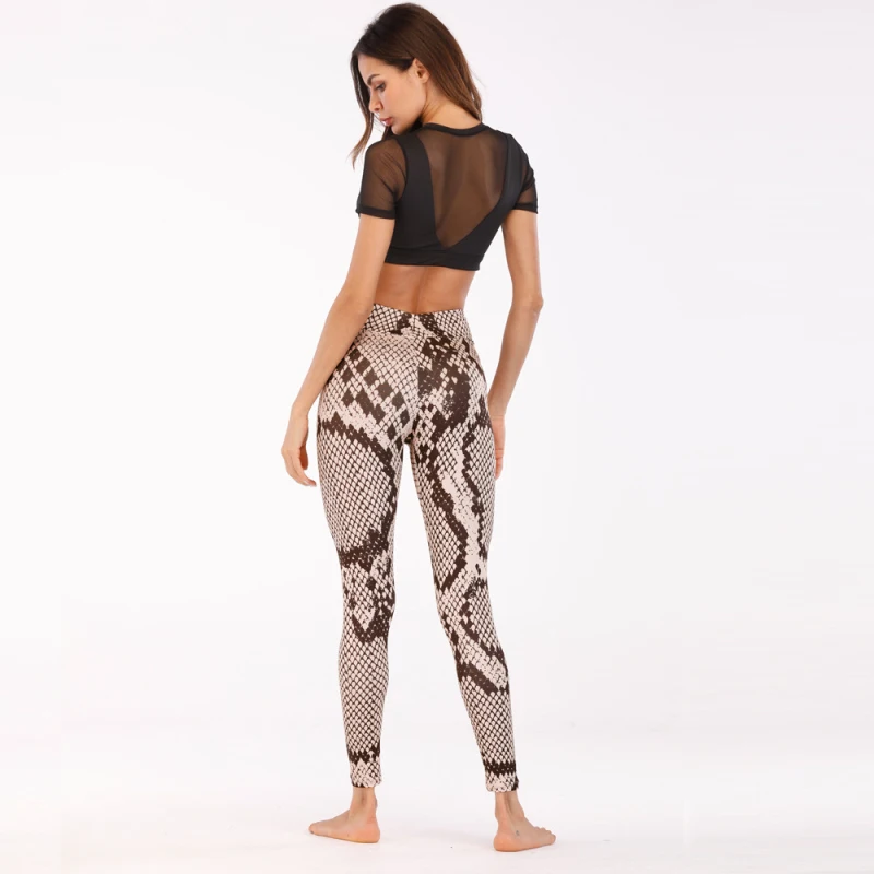 Женские быстросохнущие леггинсы с 3D-принтом Python для фитнеса эффектом пуш-ап