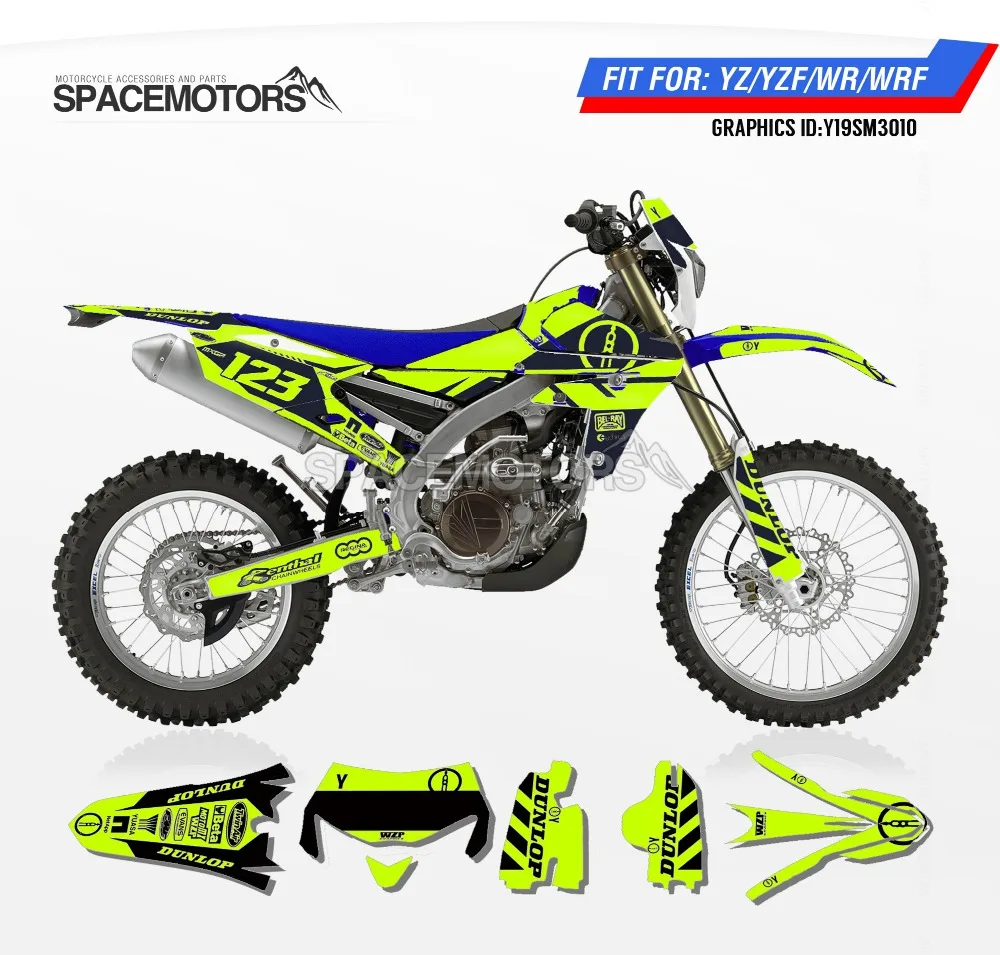MotoSpace Customized Team Graphics Backgrounds Decals 3M Custom Stickers For YAMAHA WR450F YZF YZ WRF 010