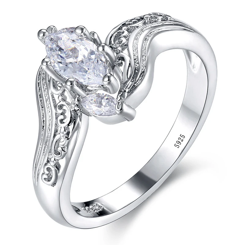 Оптовая продажа сверкающее кольцо Пасьянс с маркизой цветное Свадебное