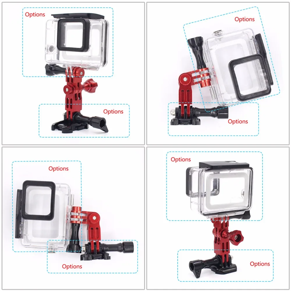 F06688 CNC Алюминиевый Трехходовой поворотный кронштейн адаптер синий для GOPRO Hero 1 2 3 3+ 4 5 Session/Xiaomi Yi/SJ/GitUp Спортивная камера