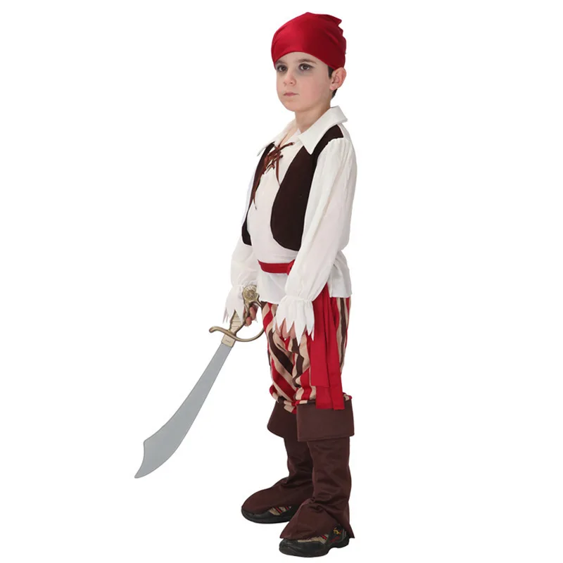 Детский костюм на Хэллоуин для мальчиков капитана Джека Воробья рубашка Детские